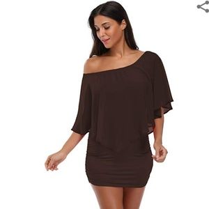 Womens off shoulder ruffles bodycon dress size M